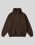 Brown Half Zipper Hoodie