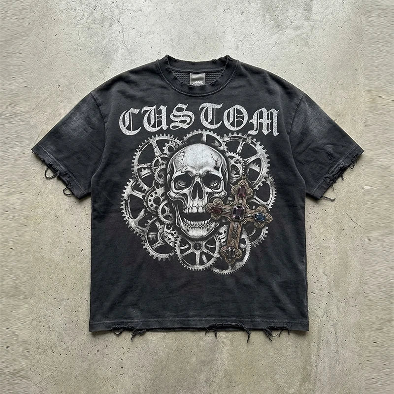 Vintage Urban Men's Acid-Wash Oversized Heavyweight T-Shirt