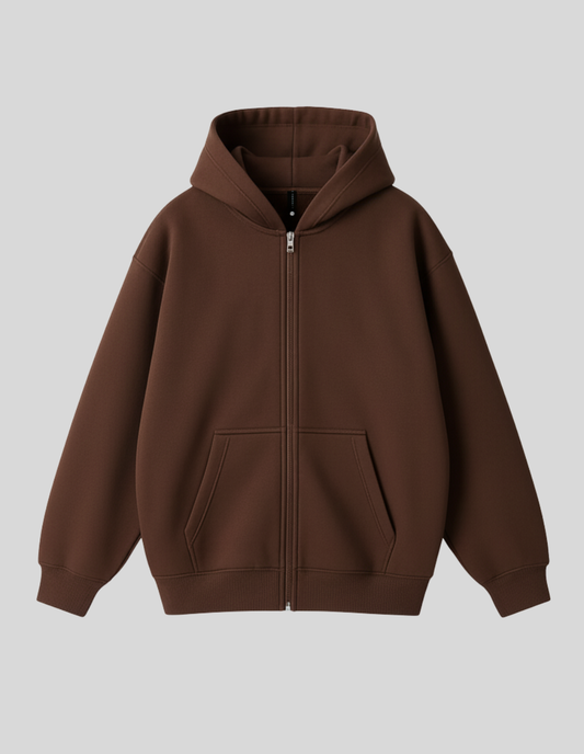 Brown Full Zipper Hoodie - Premium Streetwear & Men's Fashion Pakistan | ZA CLOTHING