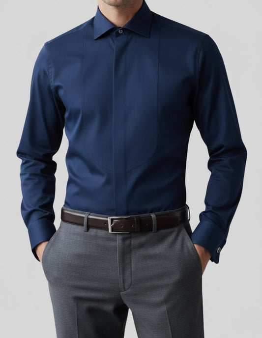 Sophisticated Slim-Fit Men's Navy Premium Formal Shirt | ZA CLOTHING | Premium Men's Streetwear Pakistan
