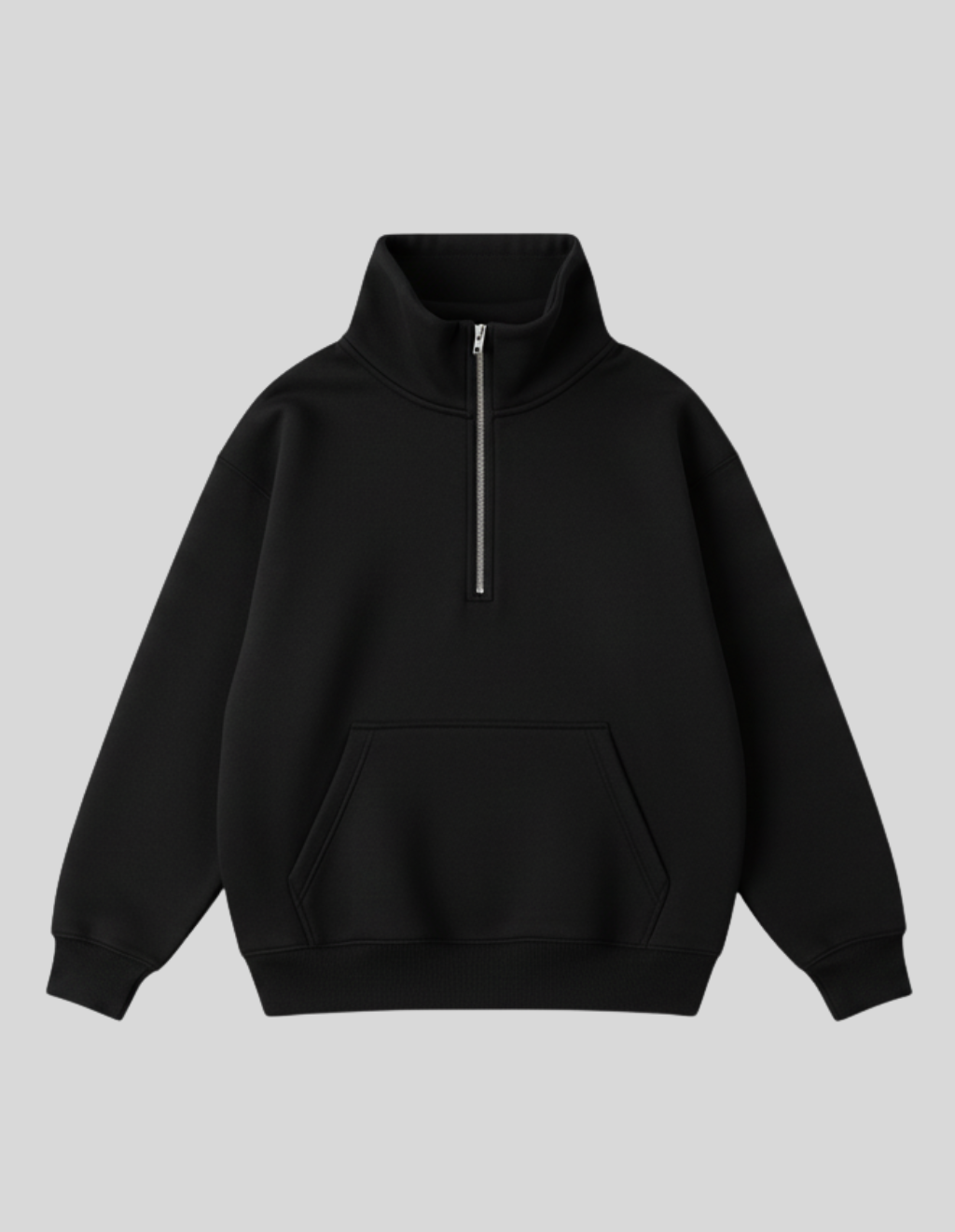 Black Half Zipper Hoodie